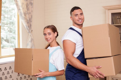 Furniture and boxes prepared for storage in Holland Park